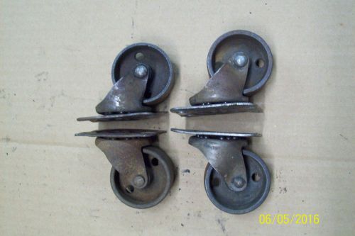 Lot of 4 Antique Vintage Industrial Factory Caster Wheels SWIVEL