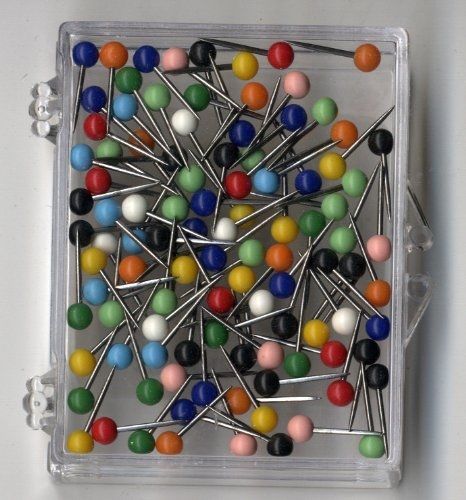 Moore 1/16 inch map tacks - assorted colors (100 pins per box) for sale