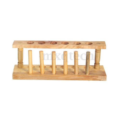 Wooden Laboratory Lab Test Tube Rack Holder Support Burette Stand 6 Holes 20mm