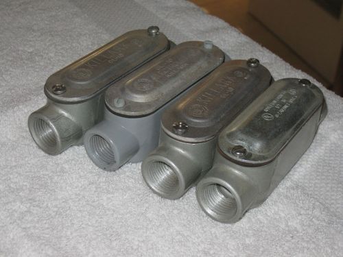 (4) TYPE C CONDUIT BODY 1/2&#034; WITH COVER AND GASKETS METAL