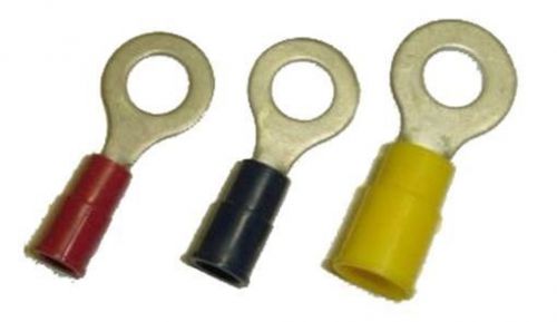 Crimp ring terminal, 3/8 inch stud, nylon/vinyl, 6 awg pk 20 for sale