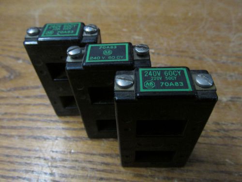 LOT OF 3 Allen Bradley 70A83 Coil 240 Volts 60 Hertz 220 Volts 50 Hertz