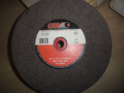 CGW 10&#034; X 1&#034; X 1 1/4&#034;  Vitrified Pedestal Grinding Wheel, A36-0-V, PN 49051