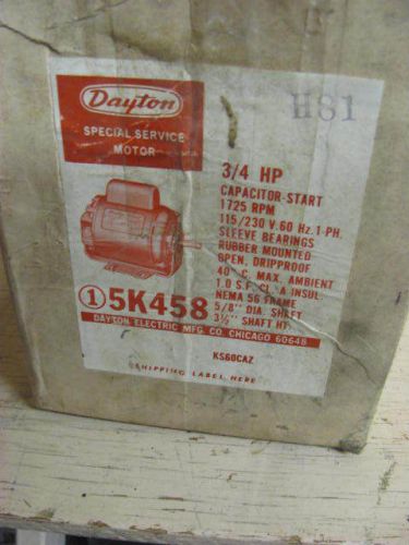 Dayton 5k458 3/4 hp capacitor start 5/8&#034; shaft electric motor for sale