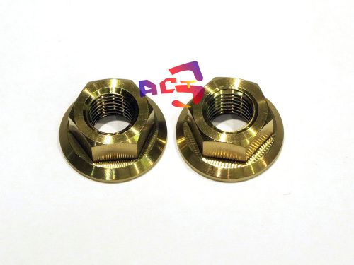 2pcs Titanium/Ti M10 x 1.25 Pitch Sprocket Flange Nut - Honda Suzuki Yamaha Gold