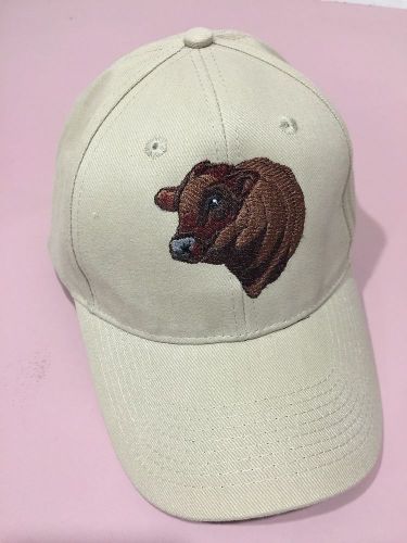 Red Angus  Bull - Ball Cap - Khaki - Adult Size Hat - Tan