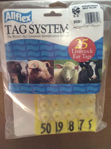 Allflex Yellow Medium Ear Tags # 26-50