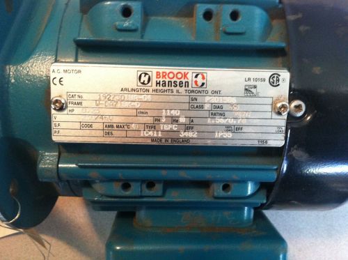 Brook hansen motor, hp 0.25, volts 230 for sale