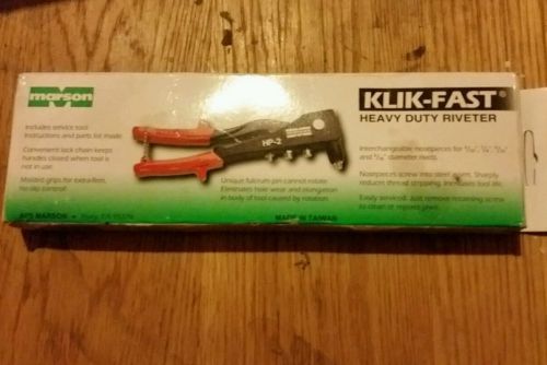 MARSON HP-2 KLIK FAST HEAVY DUTY RIVETER Model No. 39000 NEW IN BOX