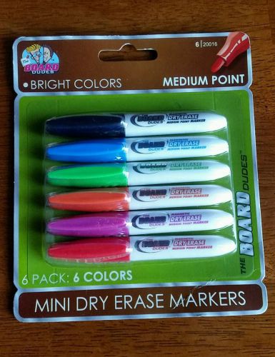 The board dudes 6 medium point mini dry erase marker set, non-toxic, brand new for sale