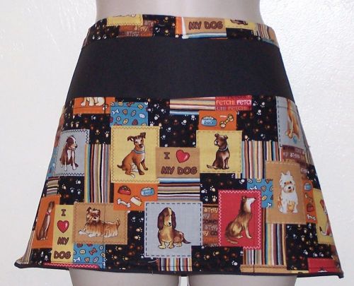 6594 Waitress Half APRON  three  pockets I LOVE MY DOG