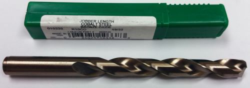 19/32&#034; COBALT JOBBER LENGTH DRILL, 5-3/16&#034; LOF, 7-1/8&#034; OAL, PTD R10CO 10338