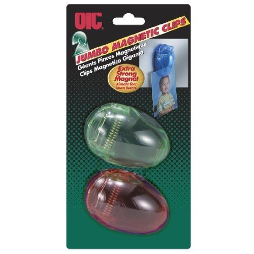 Officemate oic jumbo magnetic clips, 2 pack, assorted translucent colors (30170) for sale