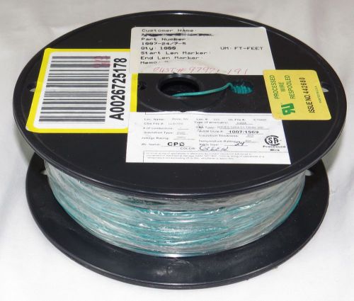 24AWG UL1007/1569, 7-5, 300 volt, Green Hook Up Wire, 1000 Feet