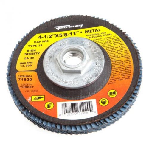 40-Grit, 4-1/2&#034; Flap Disc, Type 29 Blue Zirconia With 5/8&#034;-11 Threaded Arbor