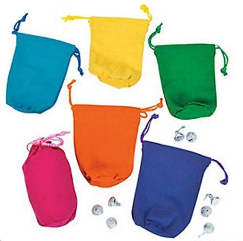 Dozen Bright Color Canvas Drawstring Bags