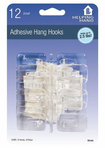 HANG HOOK,SMALL,ADHESIVE,12PC