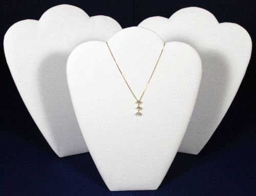 3 White Velvet Pendant Necklace Easel Back Jewelry Counter-Top Display Stand