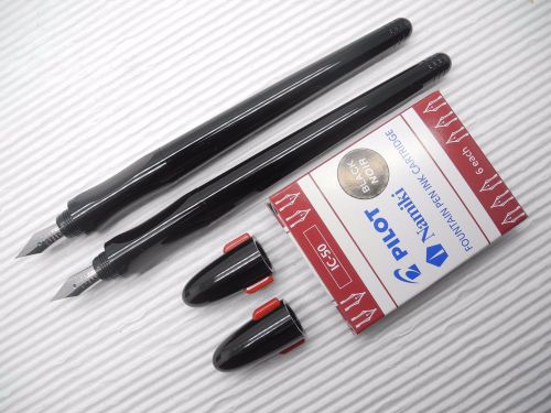 2 x Black barrel PILOT 50R Extra Fine nib fountain pen 12pcs IC-50 Black(Japan)