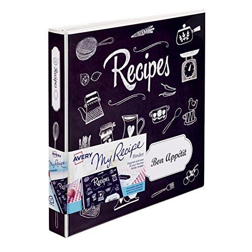 Avery My Recipe Binder, Extra Wide 1-Inch Slant Ring, Chalkboard Design (19801)