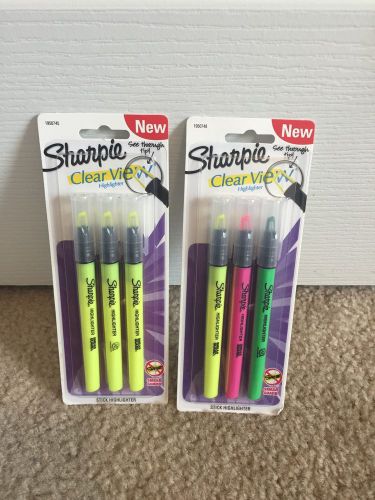 Sharpie clear view highlighter stick assorted lot 6 total new yellow green schoo for sale