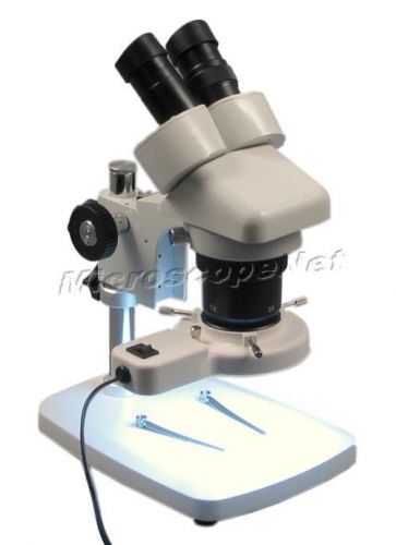 Stereo Microscope 5X-10X-15X-20X-30X-60X+8W Ring Light Large Field Long Distance