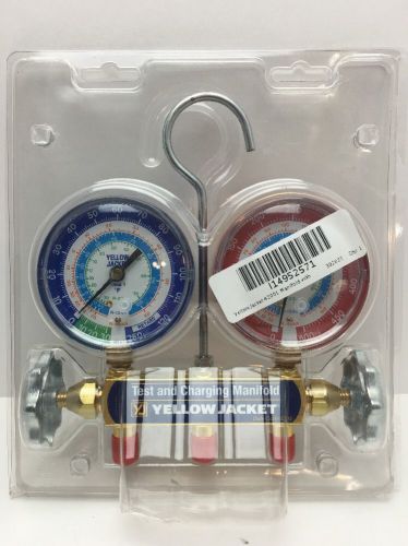 Yellow Jacket 42005 Manifold with 3-1/8&#034; Color-Coded Gauges, psi, R-22/134A/404A