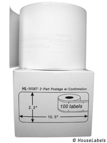 HouseLabels DYMO-Compatible 30387 3-Part Internet Postage Labels (2-5/16&#034; x