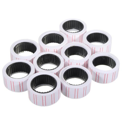 10 Rolls Price Label Paper Tag Sticker MX-5500 Labeller Gun White Red Line fb