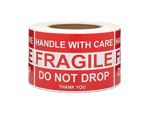 Saurus 500 Labels Per Roll, 3&#034; X 5&#034;, Fragile Stickers, Do Not Drop Labels,