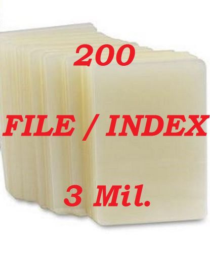 Laminating laminator pouches sheets index card 3-1/2 x 5-1/2 (200 pack) 3 mil. for sale