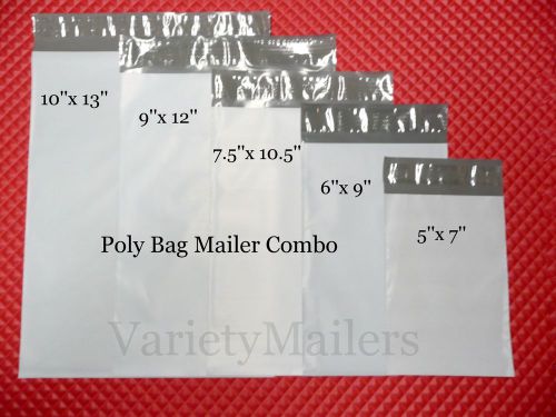 50 poly bag postal mailing envelope variety pack ~ 5 sizes ~ self sealing for sale