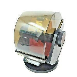 Vintage Rolodex Model SW-24C Rotary Business Card File Swivel Base Wood Grain