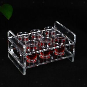 6PCS 35ml Shot Glass &amp; 6-Hole Clear Acrylic Holder Rack Serving Tray Set