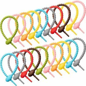 Cable Ties Color 20 Pieces Colorful Silicone Ties Bag Clip Cable Bread Tie