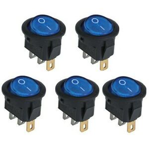 5Pcs 12V 20A Boat SPST Round On/Off LED Waterproof Switch Car Marine Auto US