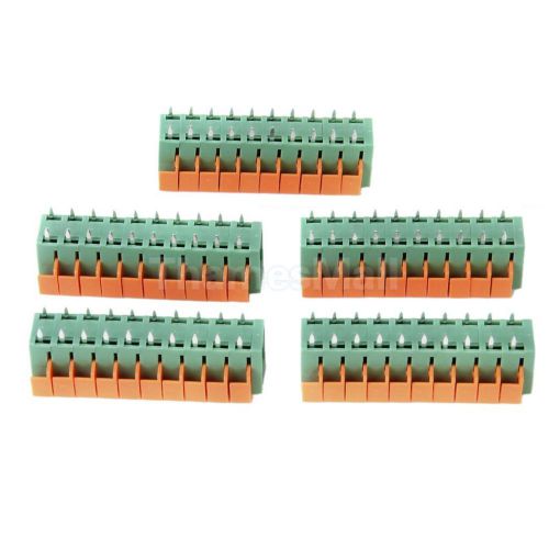 5pcs 250V 10pin Dual Row Screwless PCB Terminal Block Connector 5.08mm Pitch