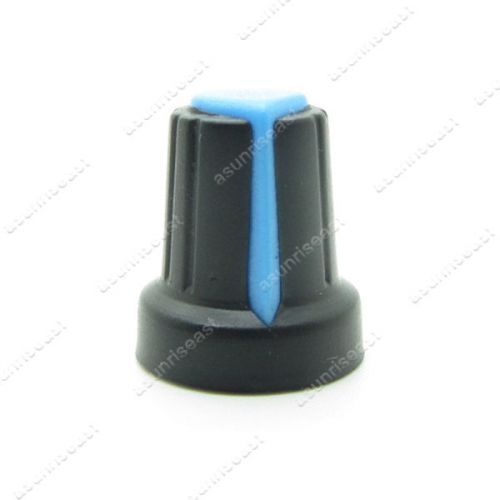 10 x Potentiometer Pot Knob Black With Blue Pointer for 6mm Split Splined Shaft