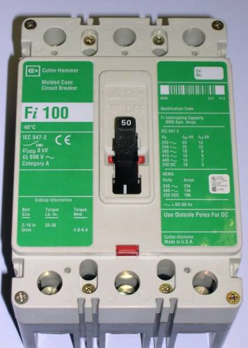 CUTLER-HAMMER 3 POLE CIRCUIT BREAKER, FI3050L