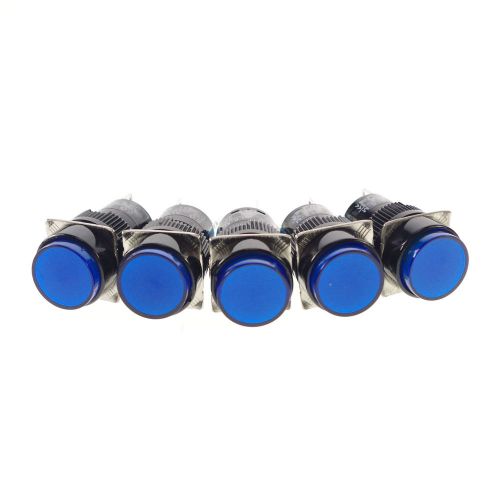 5 x 12V Pilot Light Lamp Pushbutton Switch Blue 1NO1NC 16mm Hole SpringReturn