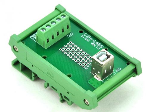 Din rail mount usb type b female vertical jack module board. for sale