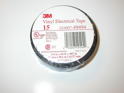 Lot of 70 3m 15 vinyl electrical tapes 19mm x 20m  x 0.177mm ( 3/4&#034; x 66&#039; ) for sale