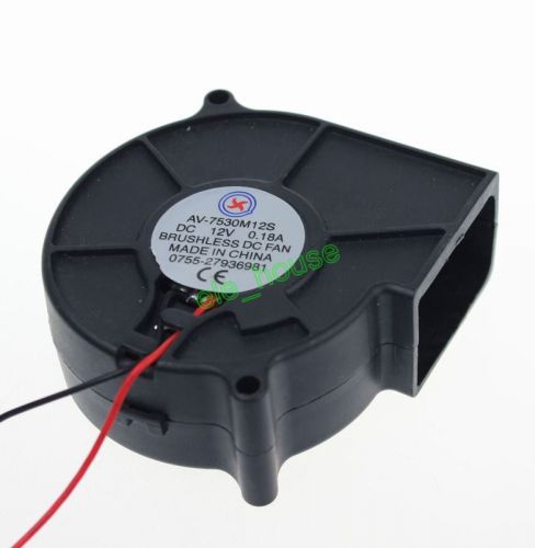 1pcs 2Pin 75MM 12V Brushless DC Blower Cooling Fan Exhaust Fan 75x30mm 32.3CFM