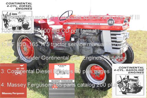 MASSEY FERGUSON 165 SERVICE MANUAL Workshop Repair Guide Manual 4 IN 1  PDF CD