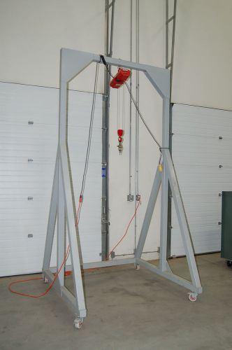 Nu~Cond Gantry Mobile Crane lift A-Frame +Coffing Electric Hoist 500Lb Cap GUAR!