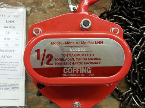 Coffing 1/2 ton x 10&#039; chain fall, hoist, 08903w, lhh-1/2b for sale