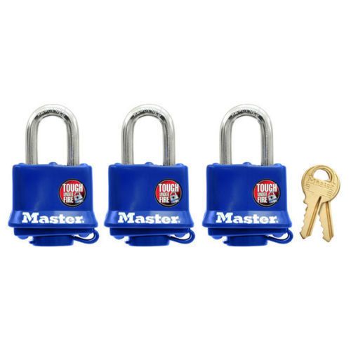 Master Lock Padlocks 312KA Set of 3 Keyed Alike Weather Resistant BUMP STOP!