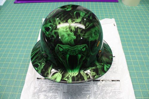 New Custom Snake Venum Green Full Brim Hard Hat Ratchet Head Gear Jackson Safety