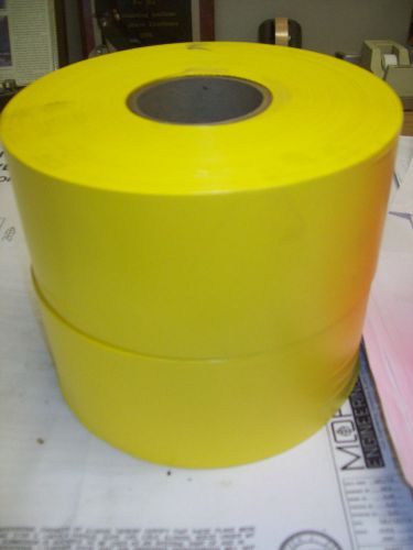 VINYL PVC PLASTIC YELLOW FLAGGING TAFFETA RIBBON TAPE 4&#034; X 2000&#039; LOT 2 DAYGLOW