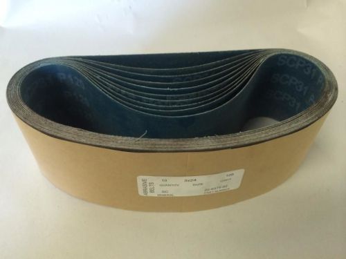 NEW *Set of 10* Wet / Dry 120 Grit Abrasive Sanding Belts 3&#034; x 24&#034; FREE SHIPPING